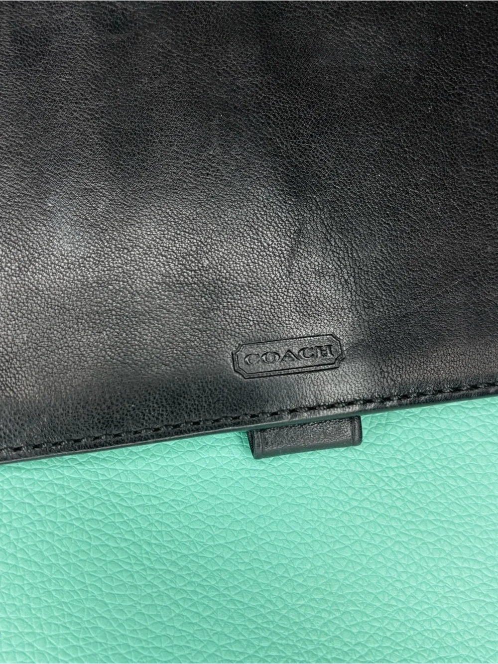 Coach Vintage Black Leather Checkbook Cover‎ Wallet